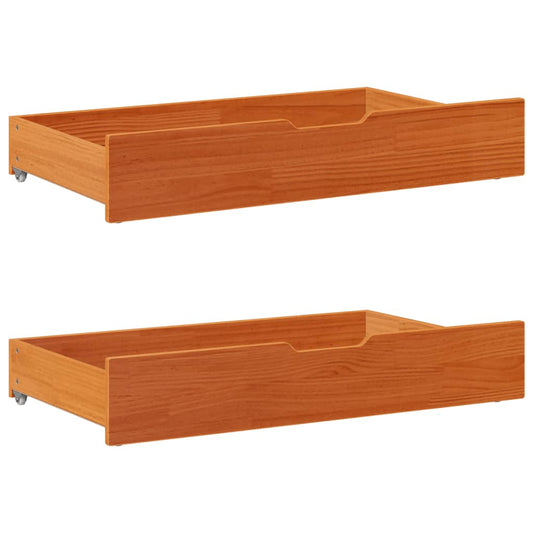 Under-Bed Drawers 2 pcs Wax Brown 95x55x16 cm Solid Wood Pine