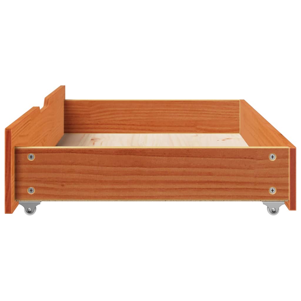 Under-Bed Drawers 2 pcs Wax Brown 90x55x16 cm Solid Wood Pine