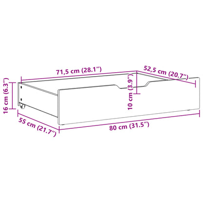 Under-Bed Drawers 2 pcs White 80x55x16 cm Solid Wood Pine