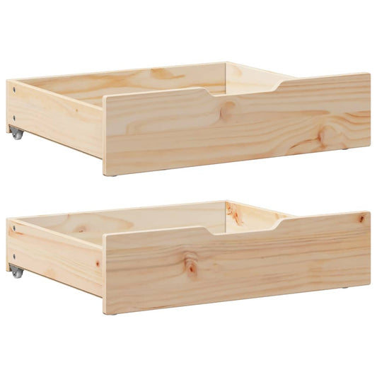 Under-Bed Drawers with Wheels 2 pcs 75x55x16 cm Solid Wood Pine