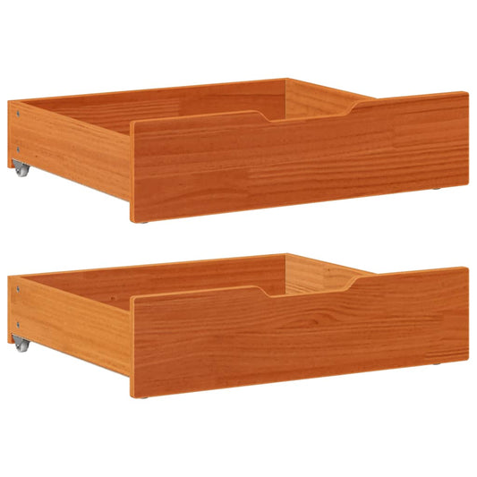 Under-Bed Drawers 2 pcs Wax Brown 75x55x16 cm Solid Wood Pine