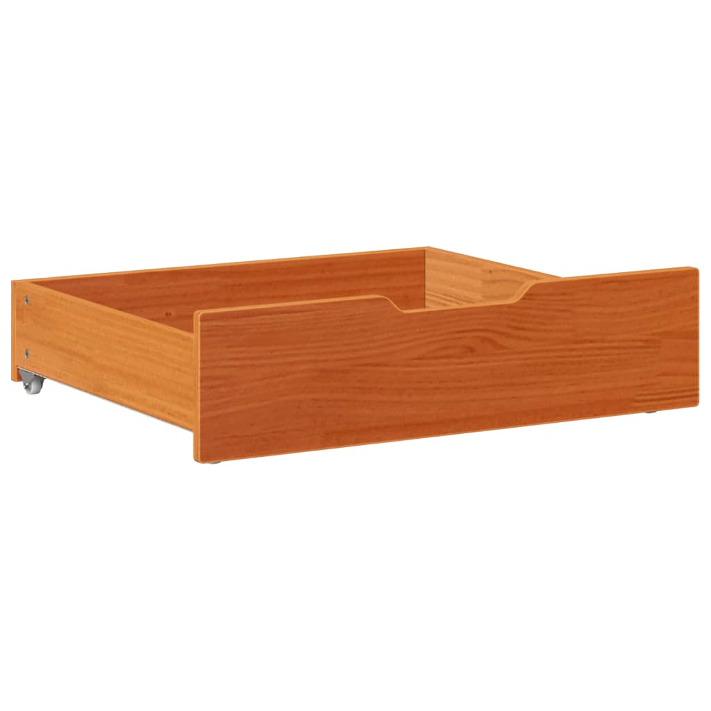 Under-Bed Drawers 2 pcs Wax Brown 75x55x16 cm Solid Wood Pine