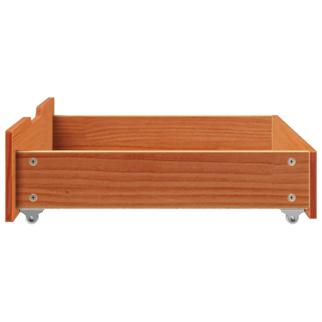 Under-Bed Drawers 2 pcs Wax Brown 75x55x16 cm Solid Wood Pine