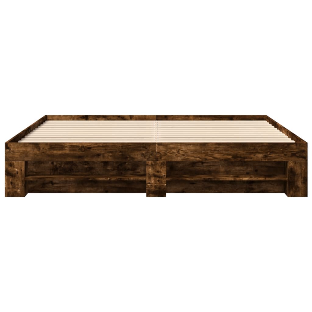 Bed Frame Smoked Oak 200x200 cm Engineered Wood