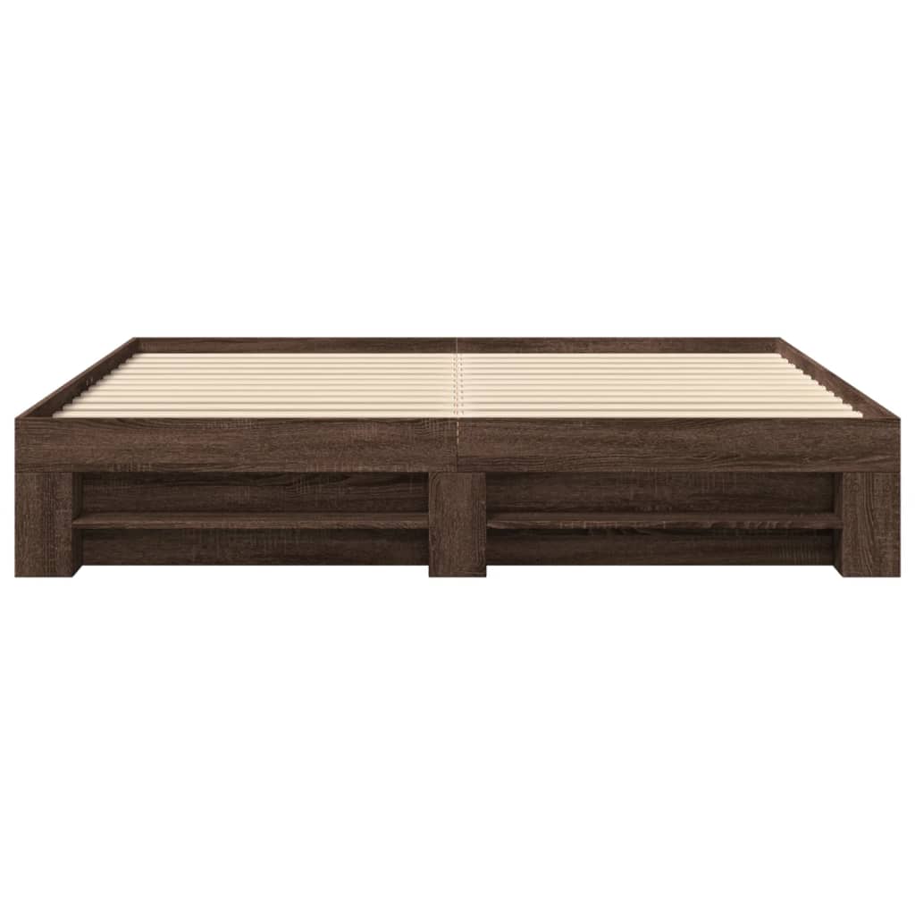 Bed Frame Brown Oak 200x200 cm Engineered Wood