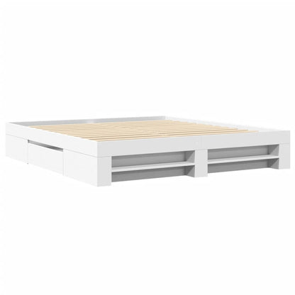 Bed Frame White 180x200 cm King Size Engineered Wood