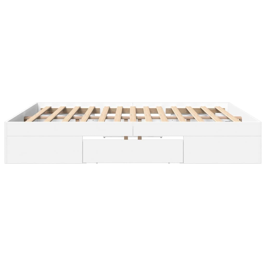 Bed Frame White 180x200 cm King Size Engineered Wood