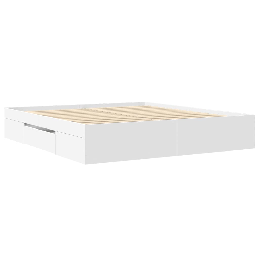 Bed Frame White 180x200 cm King Size Engineered Wood