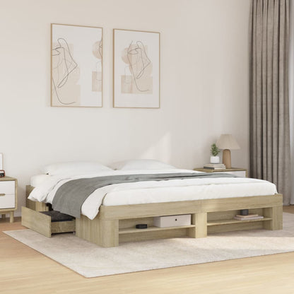 Bed Frame Sonoma Oak 180x200 cm King Size Engineered Wood