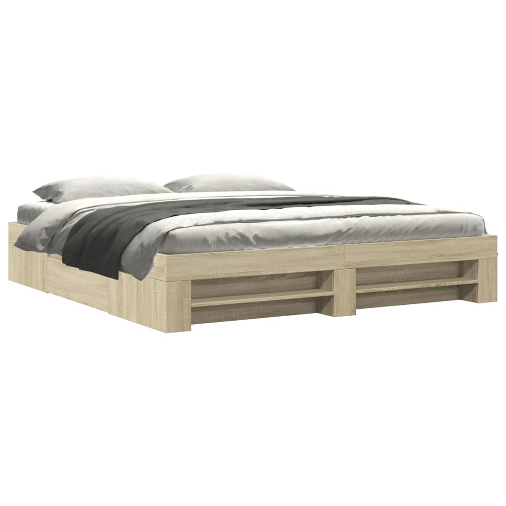 Bed Frame Sonoma Oak 180x200 cm King Size Engineered Wood