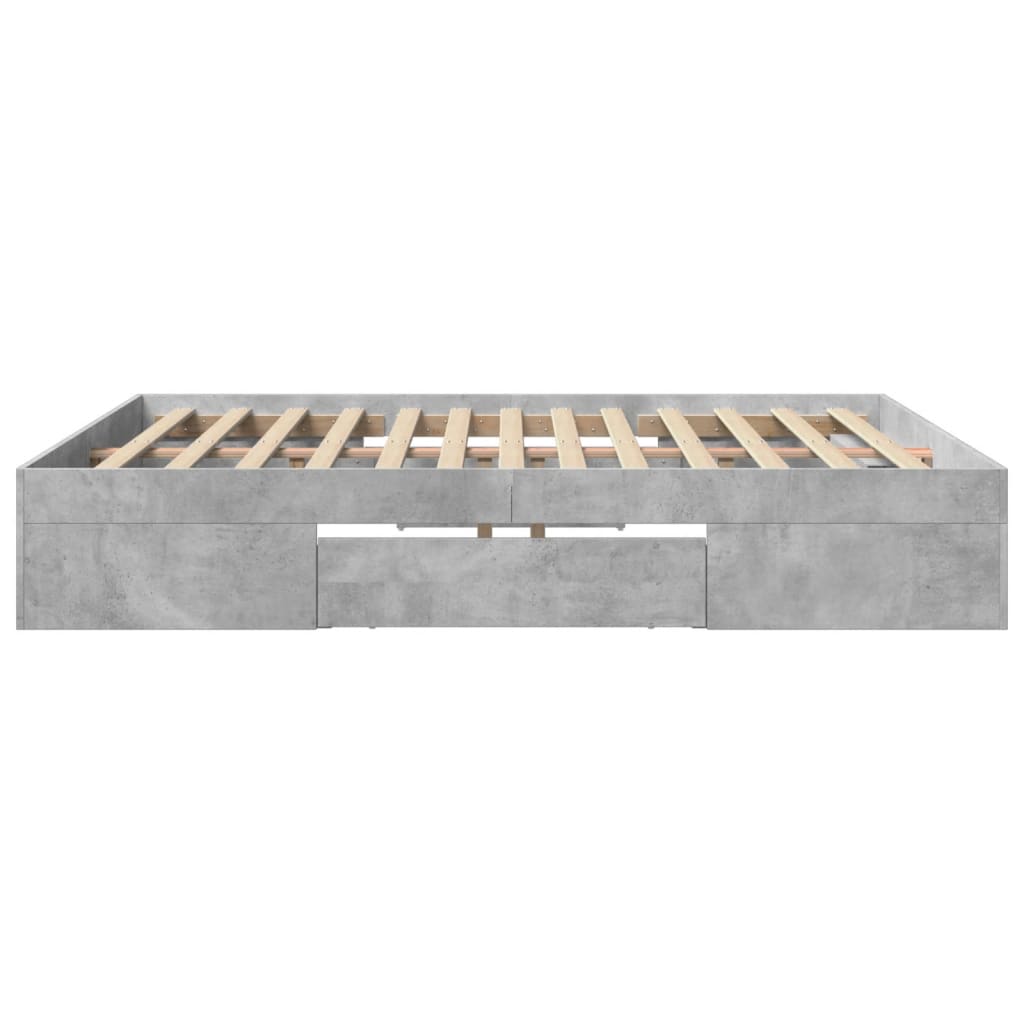 Bed Frame without Mattress Concrete Grey 180x200 cm Super King Engineered Wood