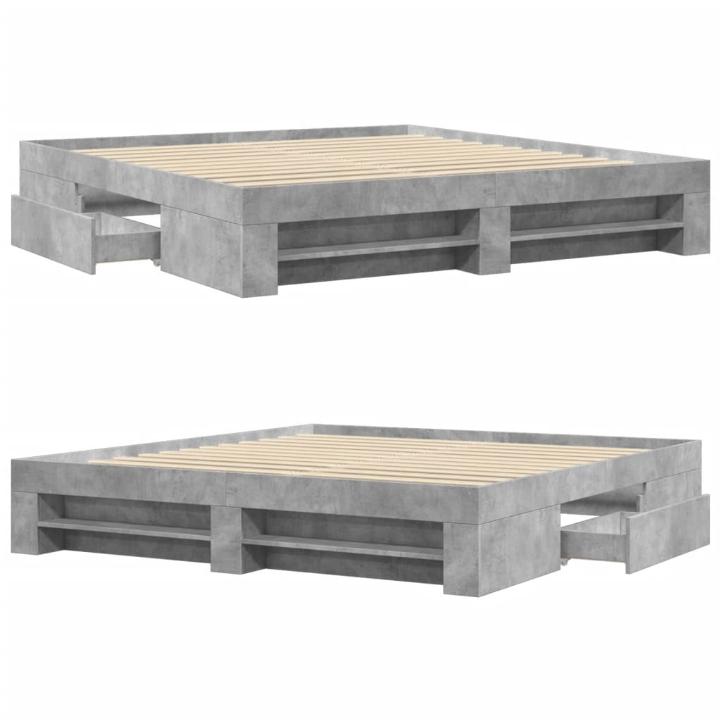 Bed Frame without Mattress Concrete Grey 180x200 cm Super King Engineered Wood