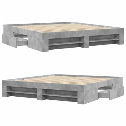 Bed Frame without Mattress Concrete Grey 180x200 cm Super King Engineered Wood