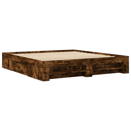 Bed Frame without Mattress Smoked Oak 180x200 cm Super King Engineered Wood