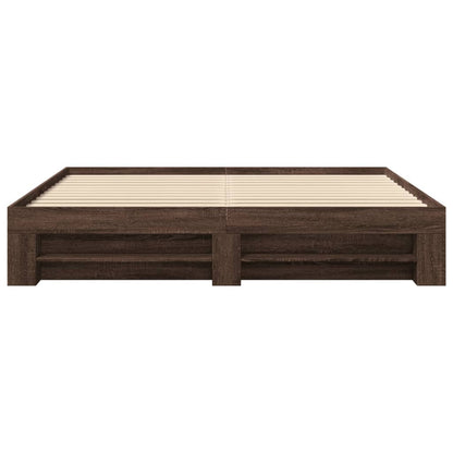 Bed Frame Brown Oak 180x200 cm King Size Engineered Wood