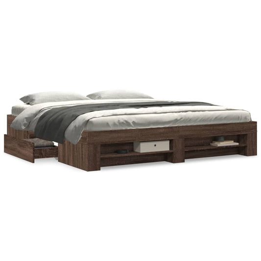 Bed Frame Brown Oak 180x200 cm King Size Engineered Wood