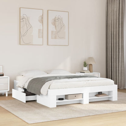 Bed Frame White 160x200 cm Engineered Wood