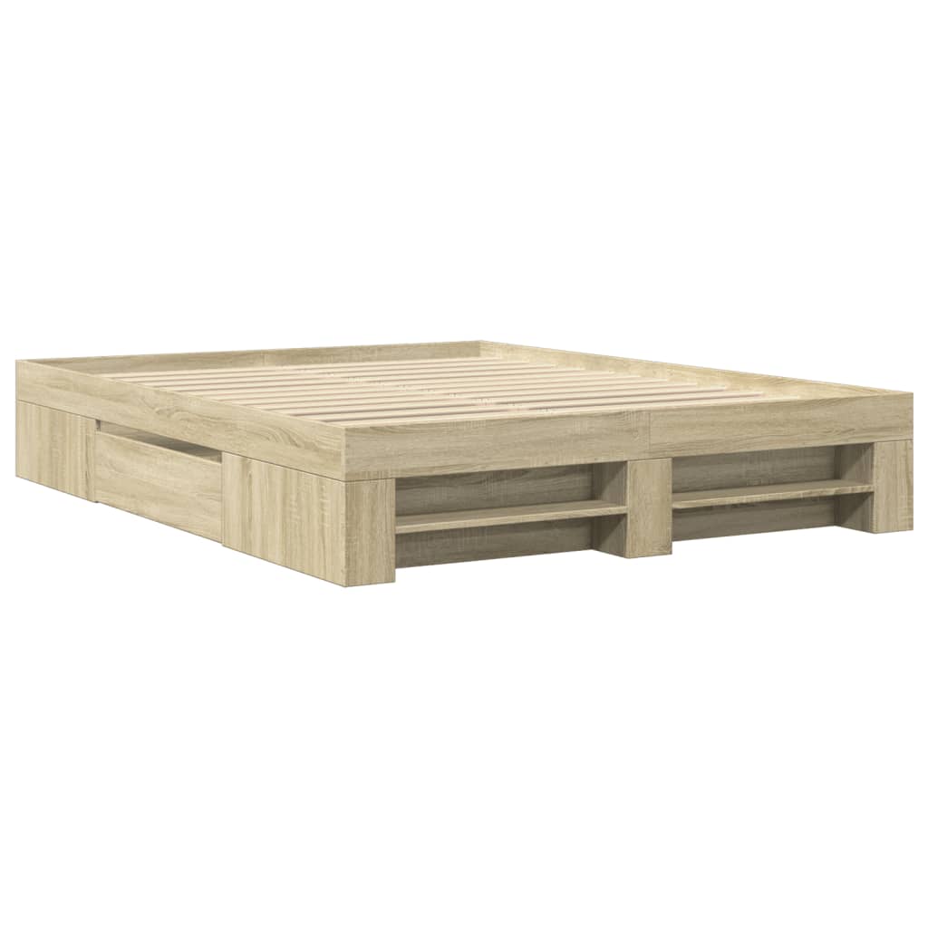 Bed Frame Sonoma Oak 160x200 cm Engineered Wood