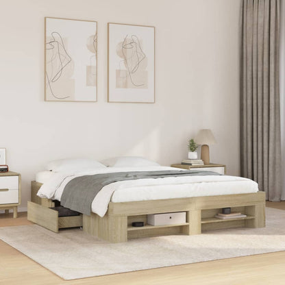 Bed Frame Sonoma Oak 160x200 cm Engineered Wood