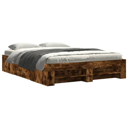 Bed Frame Smoked Oak 160x200 cm Engineered Wood