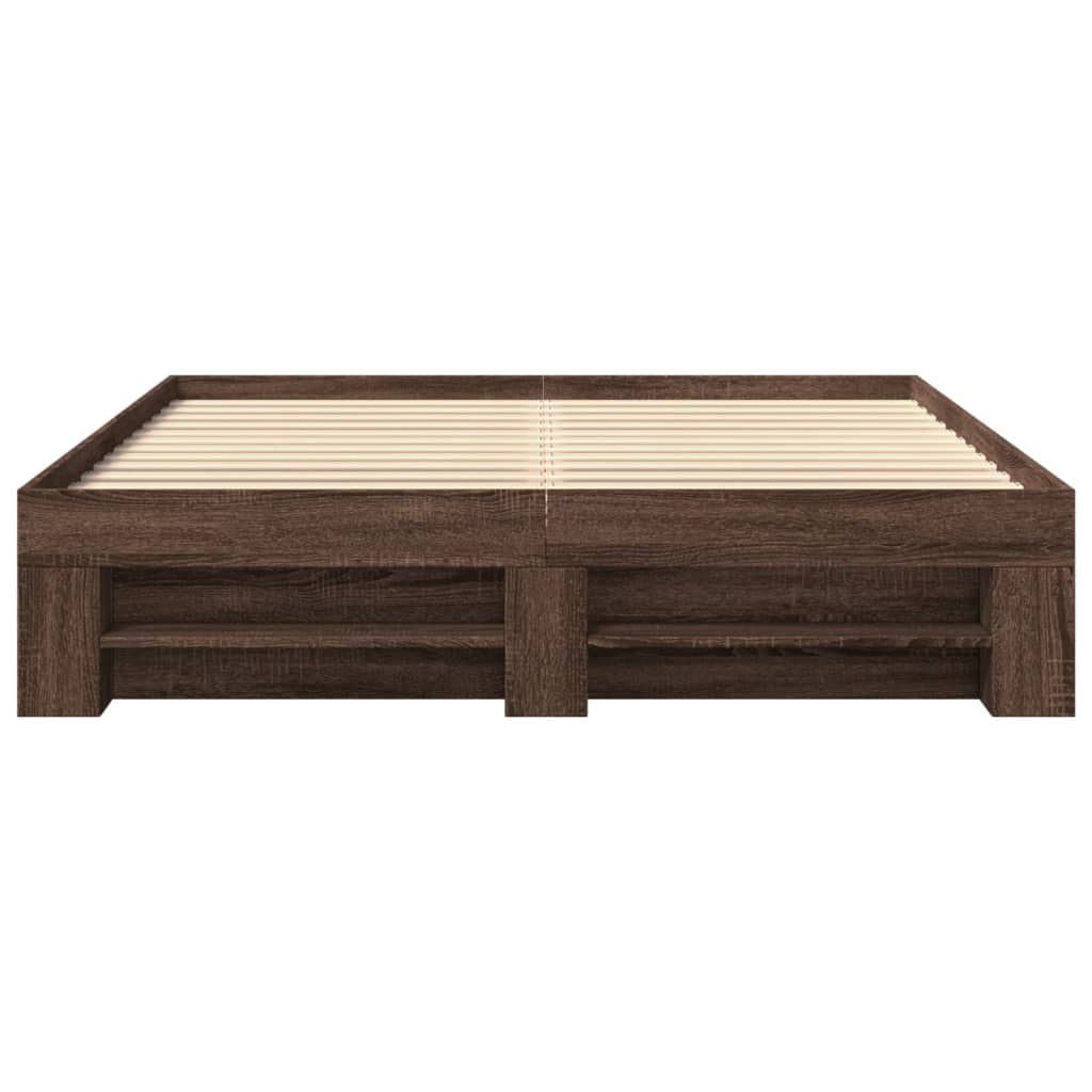 Bed Frame without Mattress Brown Oak 160x200 cm Engineered Wood