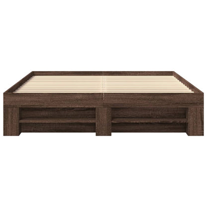 Bed Frame without Mattress Brown Oak 160x200 cm Engineered Wood