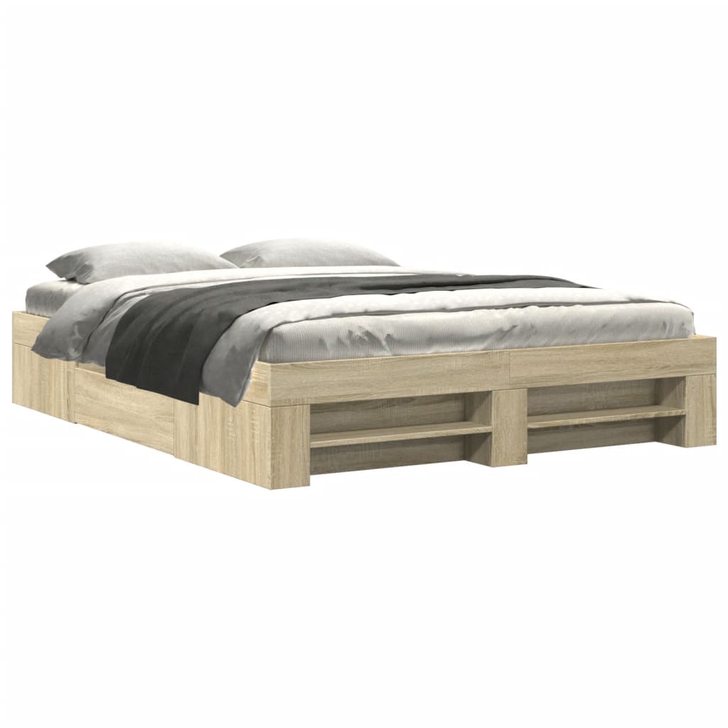 Bed Frame without Mattress Sonoma Oak 150x200 cm King Size Engineered Wood