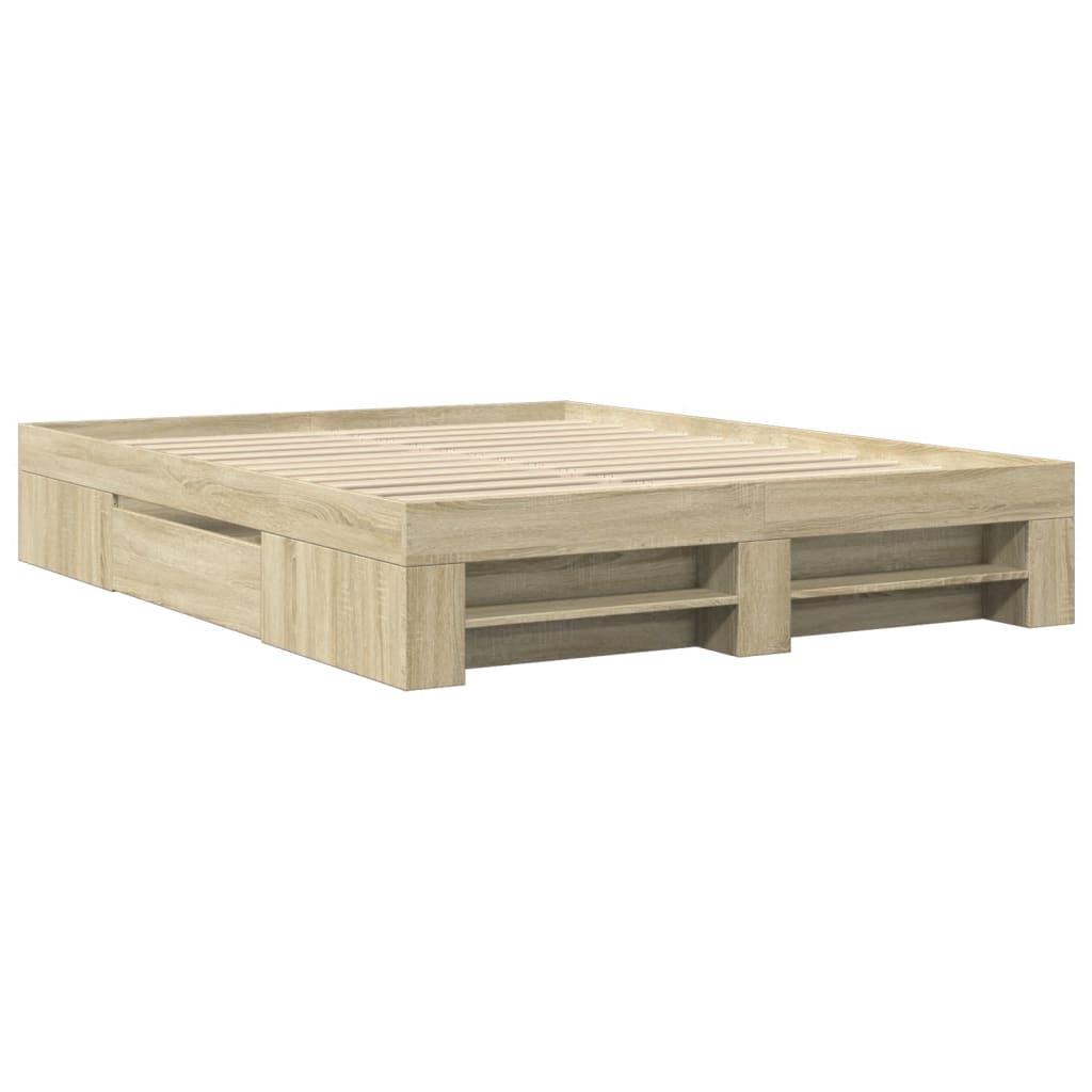 Bed Frame without Mattress Sonoma Oak 150x200 cm King Size Engineered Wood