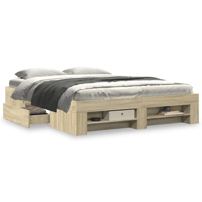 Bed Frame without Mattress Sonoma Oak 150x200 cm King Size Engineered Wood