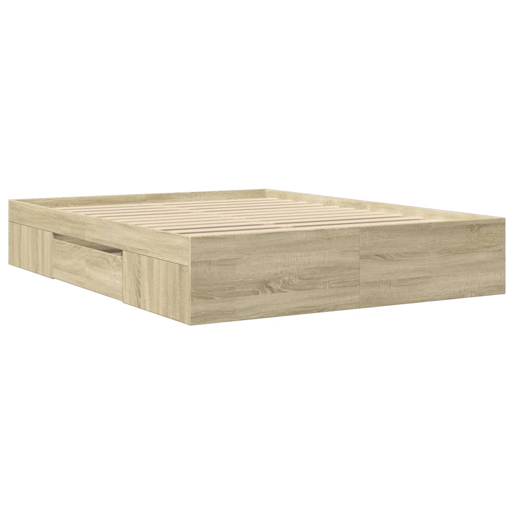 Bed Frame without Mattress Sonoma Oak 150x200 cm King Size Engineered Wood