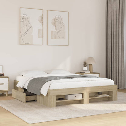 Bed Frame without Mattress Sonoma Oak 150x200 cm King Size Engineered Wood