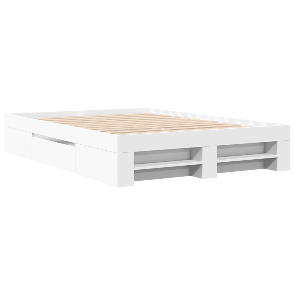 Bed Frame White 140x200 cm Engineered Wood