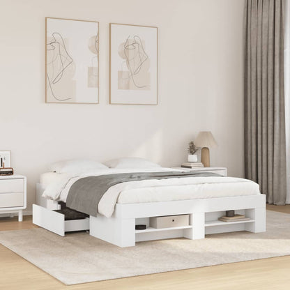 Bed Frame White 140x200 cm Engineered Wood