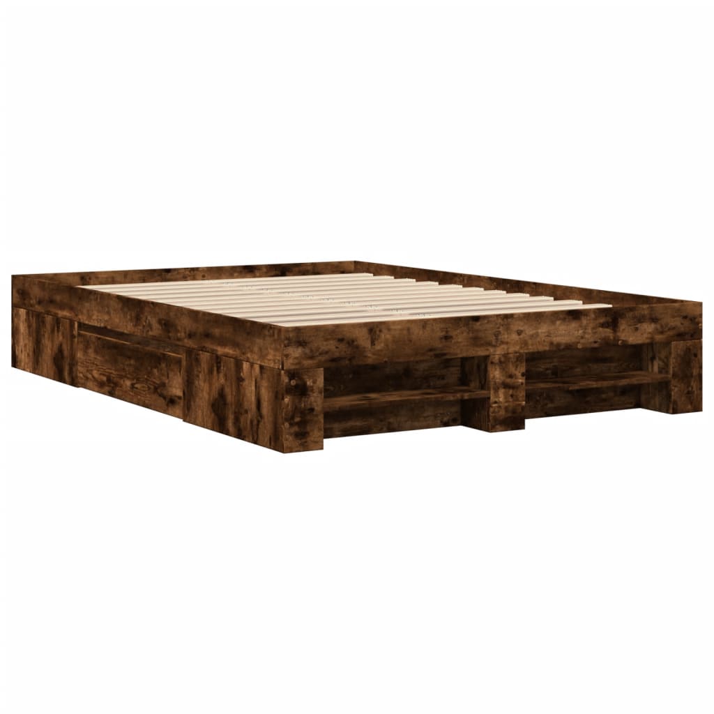 Bed Frame without Mattress Smoked Oak 140x200 cm Engineered Wood