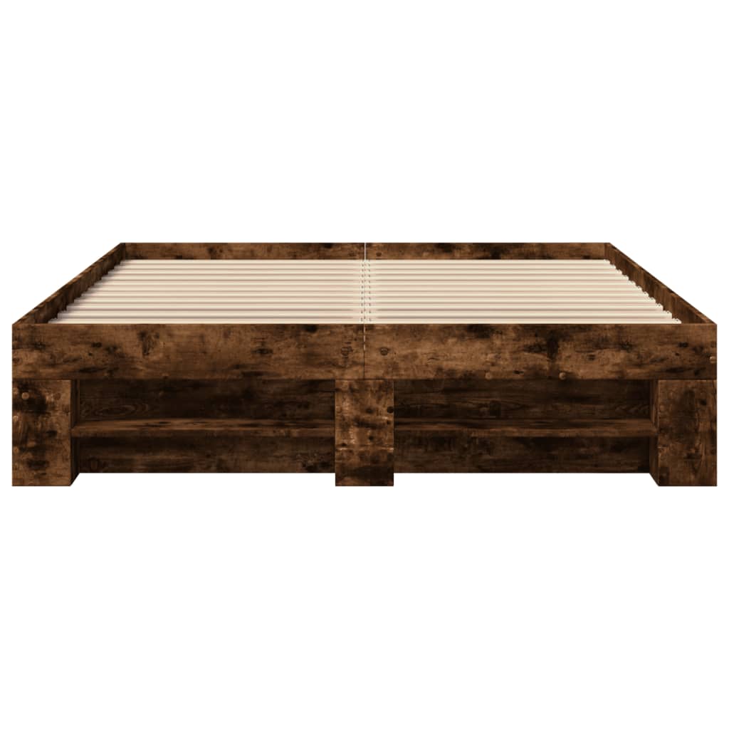 Bed Frame without Mattress Smoked Oak 140x200 cm Engineered Wood