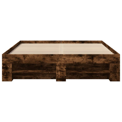 Bed Frame without Mattress Smoked Oak 140x200 cm Engineered Wood