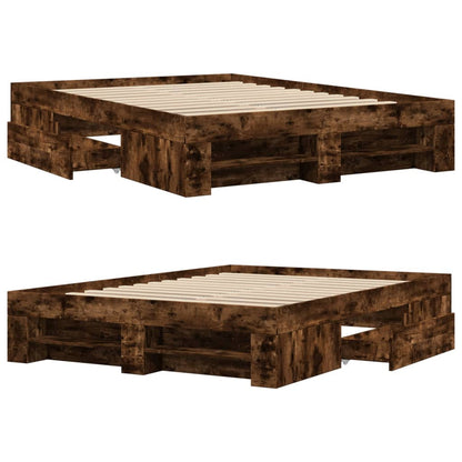 Bed Frame without Mattress Smoked Oak 140x200 cm Engineered Wood