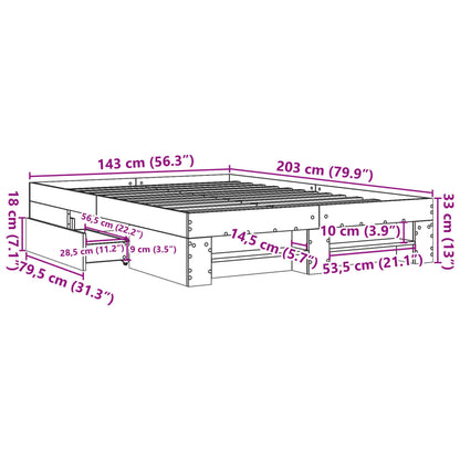 Bed Frame without Mattress Smoked Oak 140x200 cm Engineered Wood