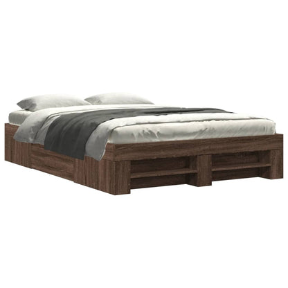 Bed Frame without Mattress Brown Oak 140x200 cm Engineered Wood