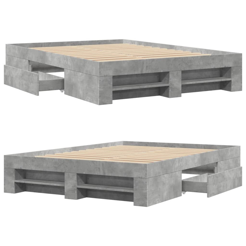 Bed Frame without Mattress Concrete Grey 120x200 cm Engineered Wood