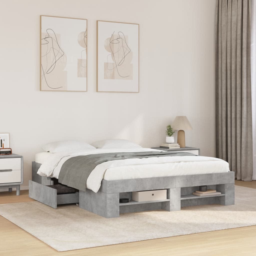 Bed Frame without Mattress Concrete Grey 120x200 cm Engineered Wood