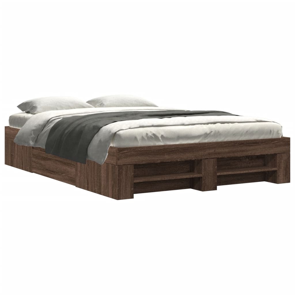 Bed Frame without Mattress Brown Oak 120x200 cm Engineered Wood