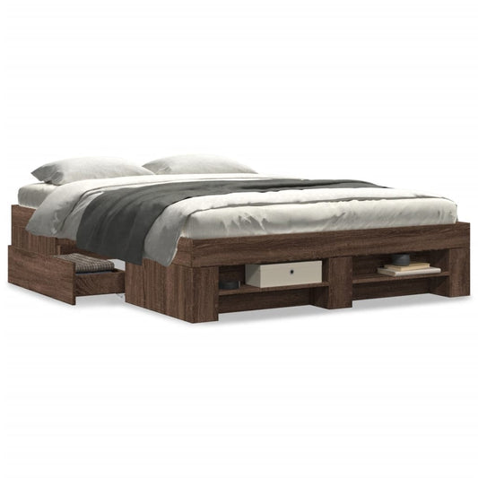 Bed Frame without Mattress Brown Oak 120x200 cm Engineered Wood