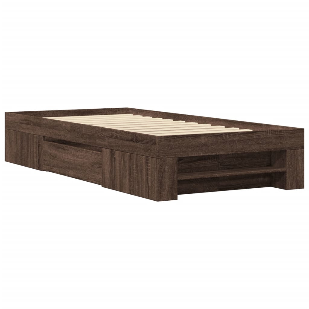 Bed Frame Brown Oak 100x200 cm Engineered Wood