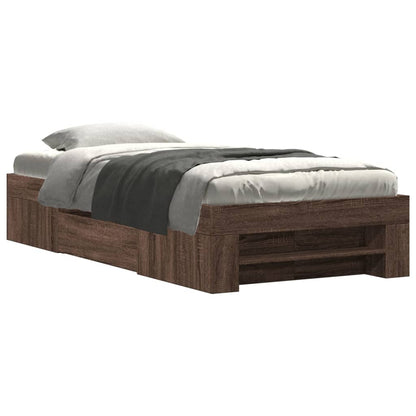 Bed Frame Brown Oak 100x200 cm Engineered Wood