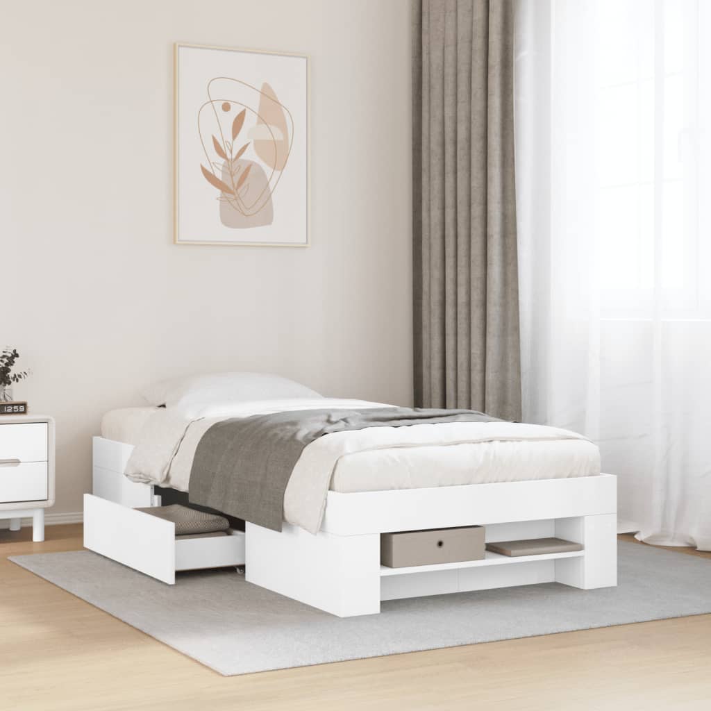 Bed Frame White 90x200 cm Engineered Wood