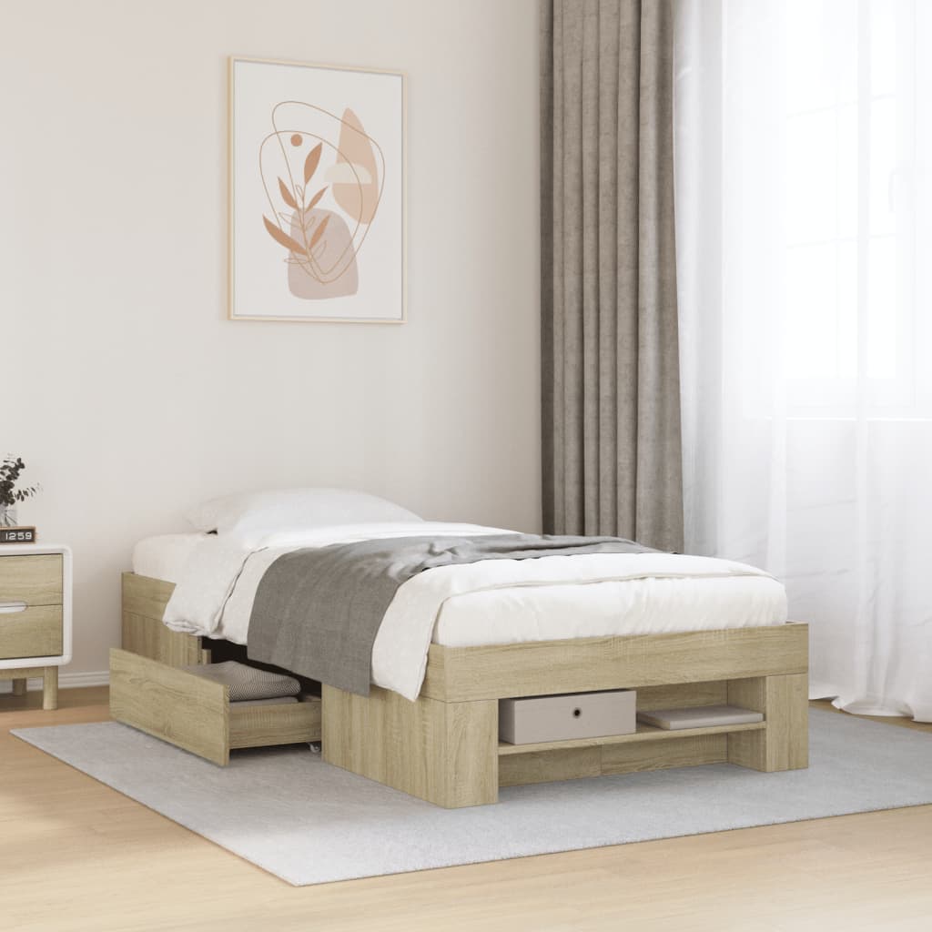 Bed Frame Sonoma Oak 90x200 cm Engineered Wood