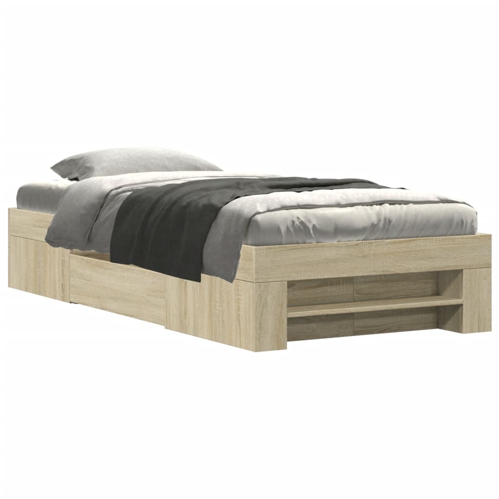 Bed Frame Sonoma Oak 90x200 cm Engineered Wood