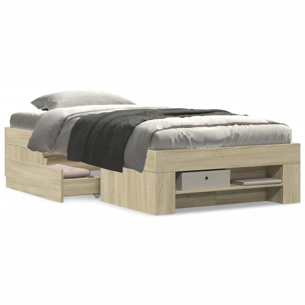 Bed Frame Sonoma Oak 90x200 cm Engineered Wood