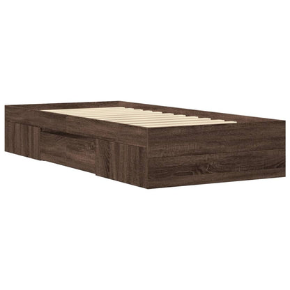 Bed Frame without Mattress Brown Oak 90x200 cm Engineered Wood